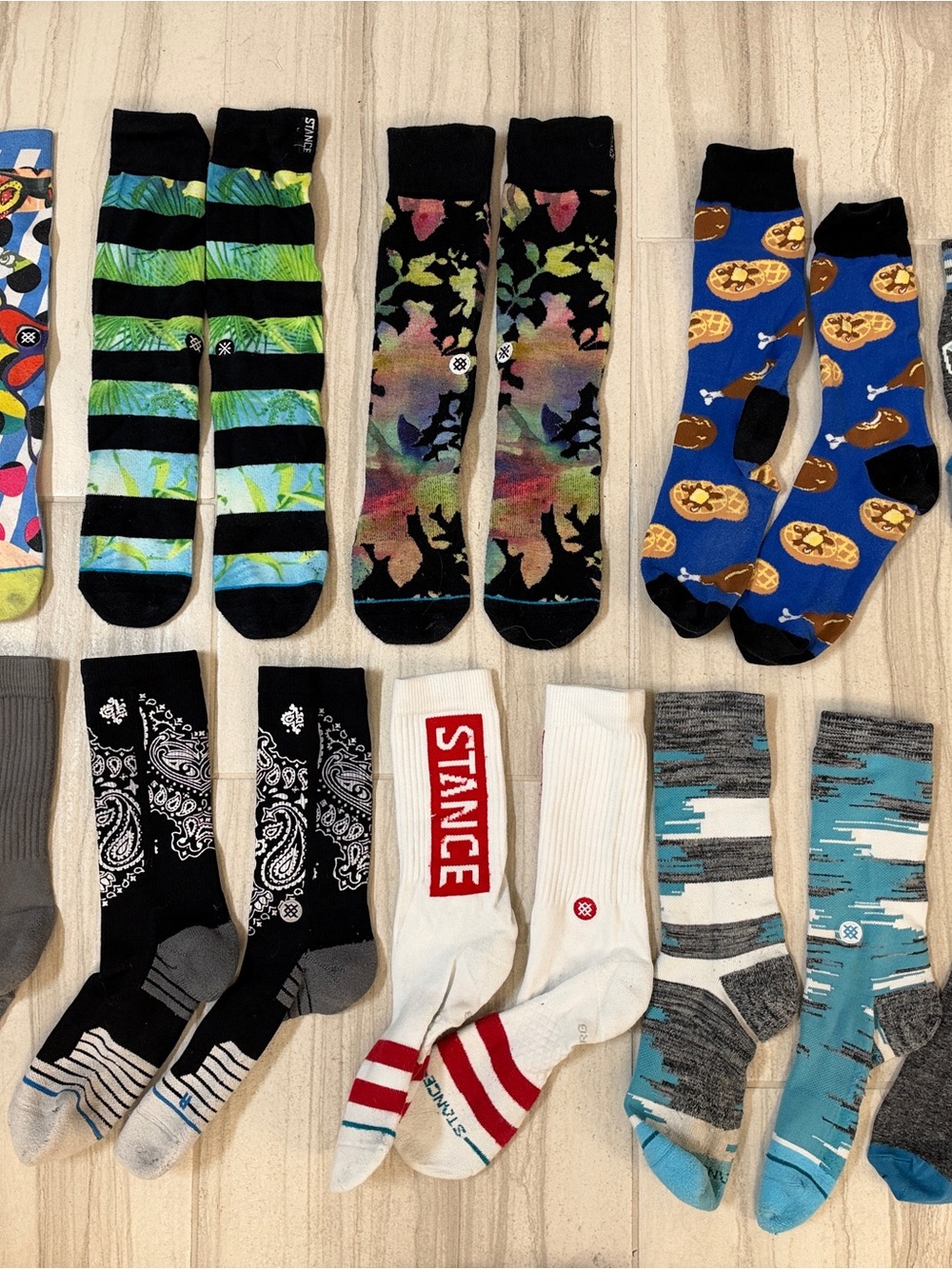 Stance 9 PAIRS Assorted Men's Patterned Crew Socks CROSSFIT L/XL